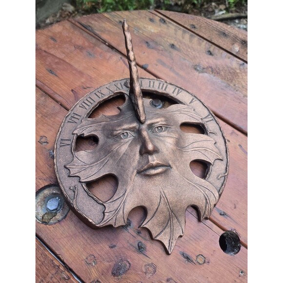 Greenman Sundial Carson Statesmetal Vintage Bronzetone Cast Aluminum - Picture 1 of 6